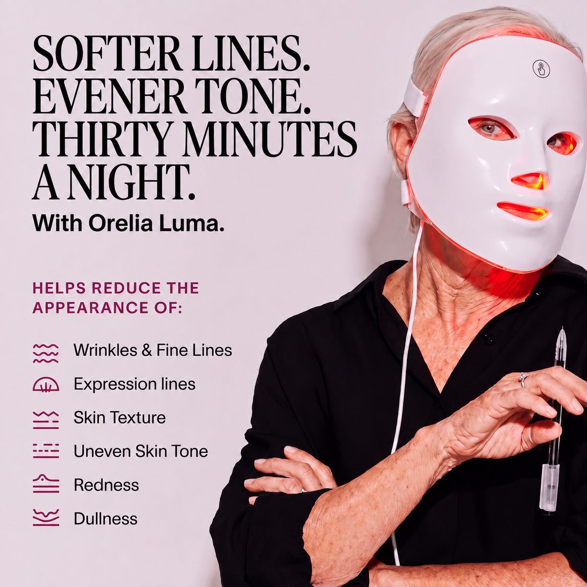 Orelia Luma™ LED Face Mask | Red Light Therapy at Home