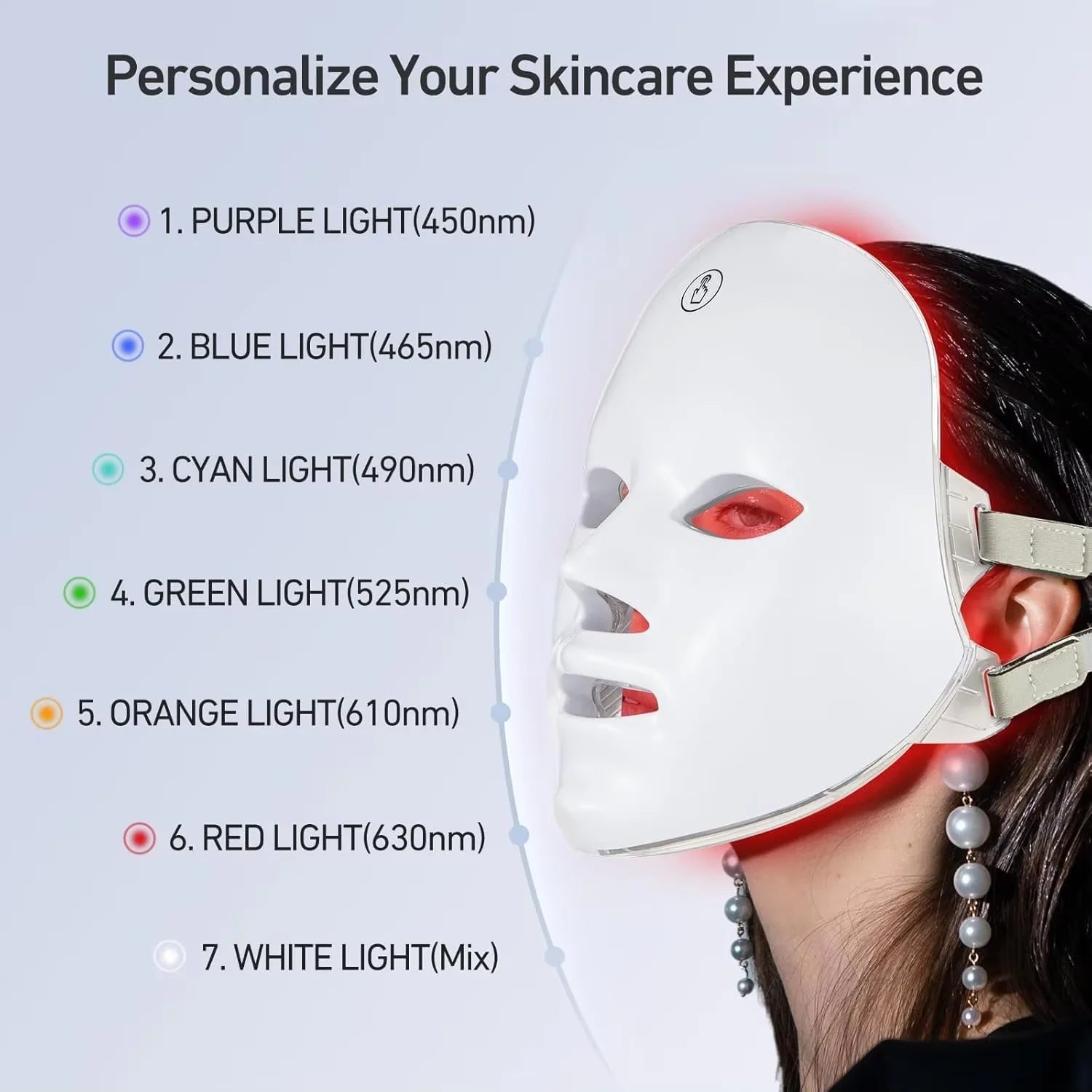 PAKISS 7 Colors Red LED Beauty Mask for Face Skin Care with Photon Therapy Home Use Facial Light Therapy